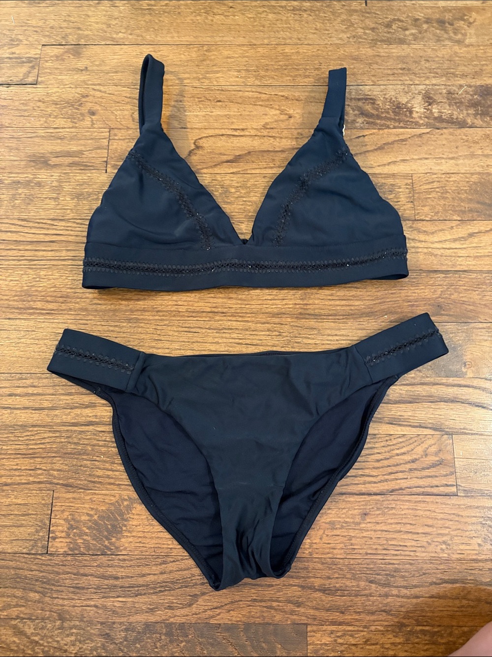 Pilyq Black Triangle Bikini Top and Bottom Set